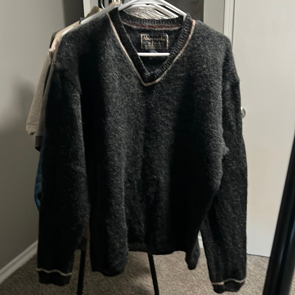 Abercrombie & fitch, 100% wool, XL, V-neck, men, vintage